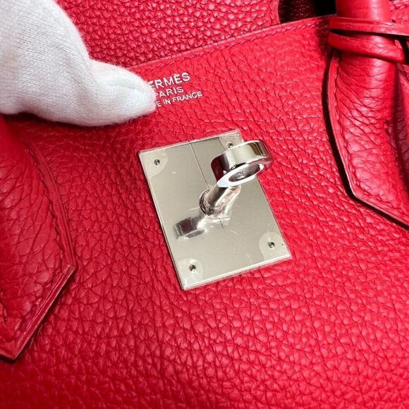 100% Authentic Hermes Birkin 30 Geranium in Togo with SHW Stamp P - Picture 11 of 16